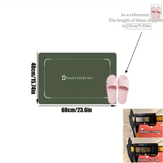 Quick-Drying Mud Bathroom Mat Non-Slip Super Absorbent Floor Rug, Soft Fast-Dry Bath Carpet for Bathroom, Kitchen & Entrance Green