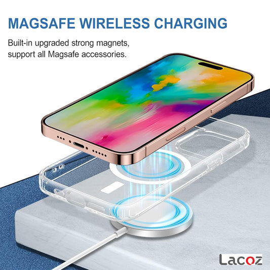 Premium Magnetic Transparent Phone Case for iPhone 14 Pro Crystal Clear Protective Cover with Strong Magnetic Ring for Wireless Charging