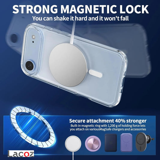 Premium Magnetic Transparent Phone Case for iPhone 17 Air Crystal Clear Protective Cover with Strong Magnetic Ring for Wireless Charging