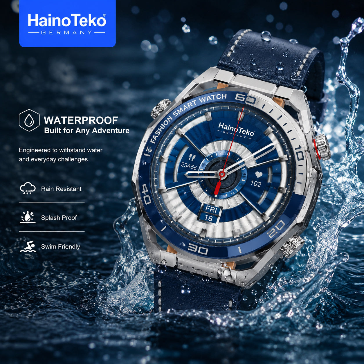 HainoTeko RW-81 Waterproof Smart Watch with Bluetooth Calling AMOLED Display 10 Days Battery Backup and 3 Pair Straps