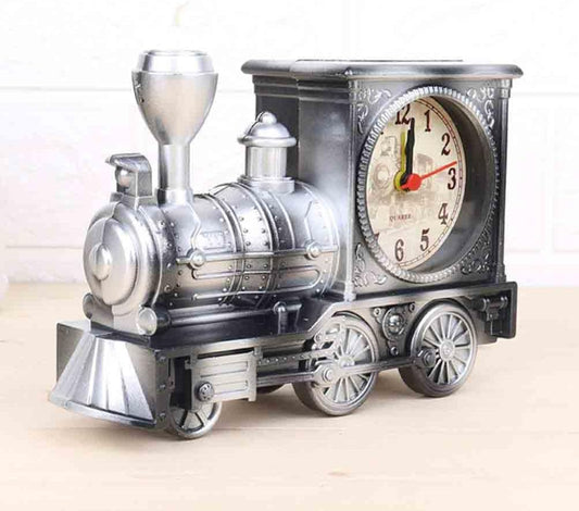 Lacoz Vintage Train Alarm Clock Classic Steam Locomotive Design Table Clock with Quartz Movement, Decorative Antique Style Desk Clock for Home Office