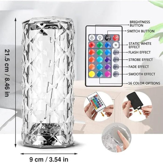 Lacoz Multicolor Rose Diamond Decoration Table Lamp with in Built Bluetooth Speaker with Remote Control 16Dimmable Color Changing Creative Romantic RoseAcrylic LED Light for Bedroom Livingroom Kidsroom