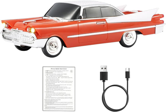 Lacoz Retro Classic Car Design Wireless Speaker with FM Radio, USB/TF Card, Hands-Free Calling, LED Lights, Rechargeable Portable Speaker