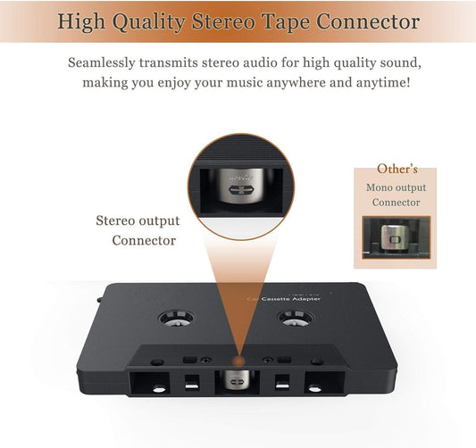 Cassette Adapter for Car Stereo 3.5mm AUX Audio Converter Universal MP3 to Cassette Tape Adapter for Car Audio Systems Plug and Play