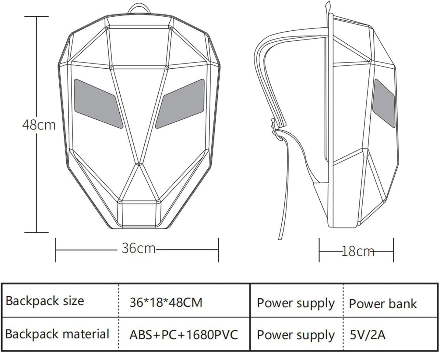 Knight Backpack, Hard Shell Motorcycle Riding Backpack LED Motorcycle Backpack, Programmable Helmet Backpack Cycling Travel Daypack for Cycling - Black