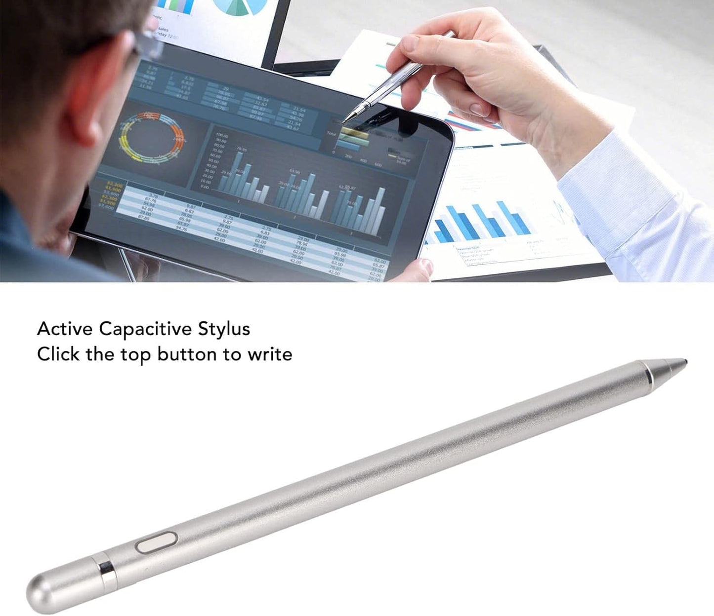 2-in-1 Active Stylus Pen for iOS & Android Touch Screens, Rechargeable & Precise Copper Fine Tip, Compatible with iPad/iPhone/Samsung/Tablets and Other Tablets and Mobiles, Laptops