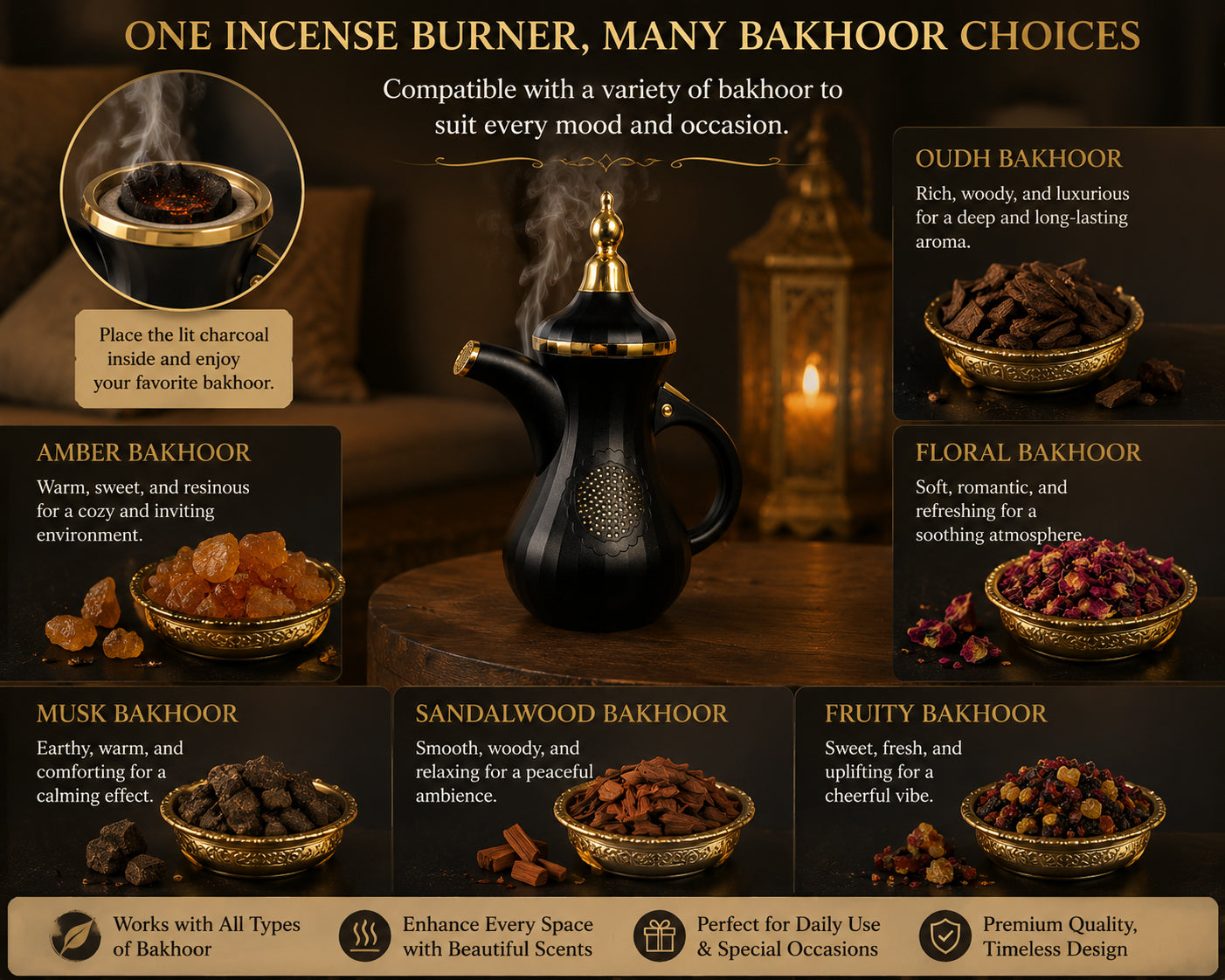 Portable USB Rechargeable Electric Bakhoor Burner Arabic Incense Burner for Oud & Bakhoor Charcoal-Free Aroma Diffuser, Home Office Travel Fragrance Burner