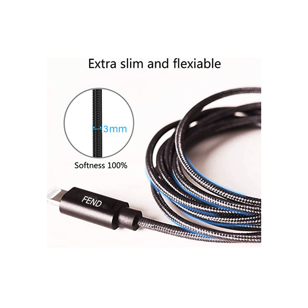 Fend Lightning to 3.5mm Aux Audio Cable Aux Cord for iPhone iPad to Car Home Stereo Speaker with 3.5mm Headphone Jack Adapter Support fabric Strong cable Black