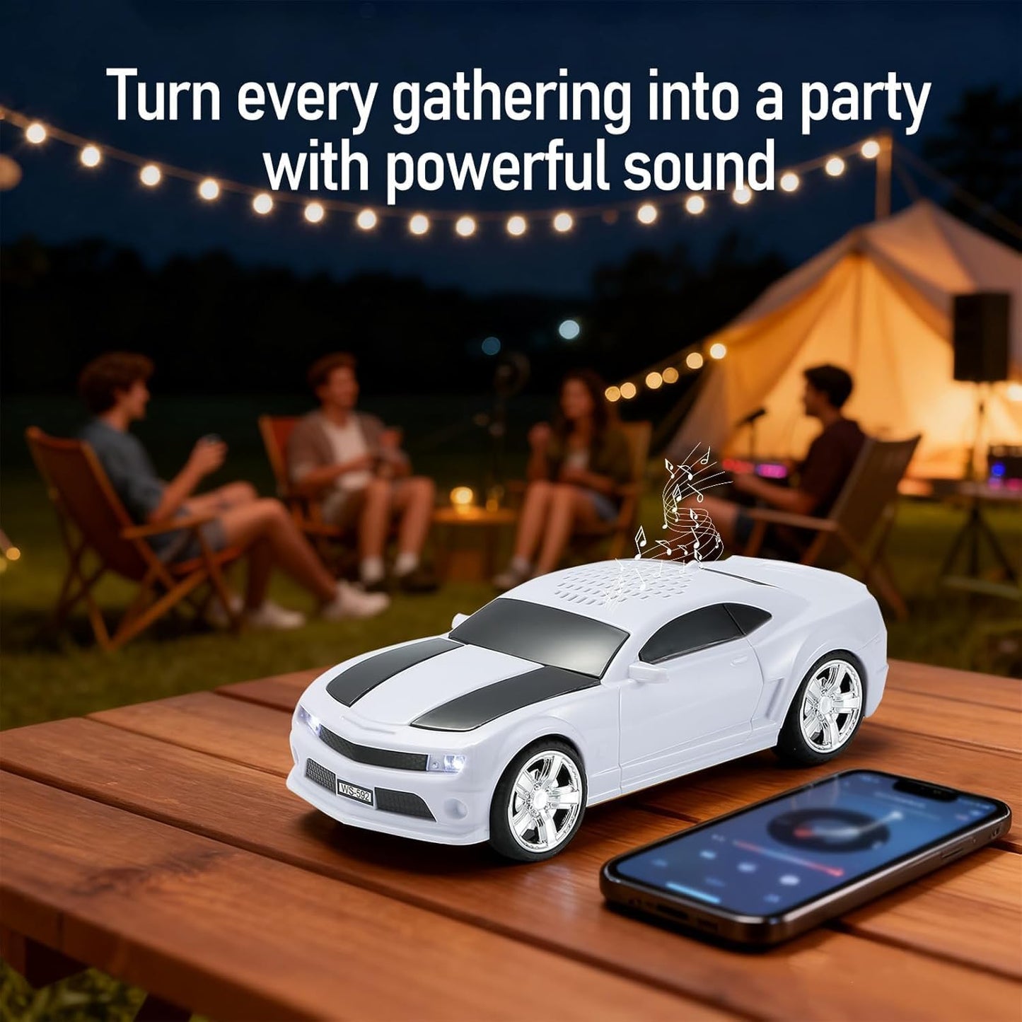 Lacoz Wireless Car Shape Bluetooth Speaker, 5W Portable Rechargeable Speaker with FM Radio, TF Card, USB, AUX Input, Stereo Sound, Compact Music Player