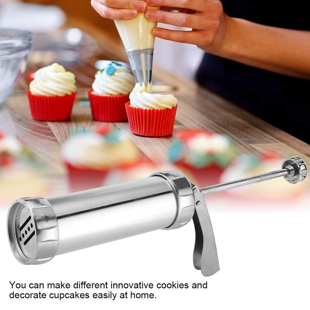 Biscuit Cookie Extruder Press Gun Set with 10 Moulds & 4 Nozzles – Multi-Function Cookie Maker & Cake Decorating Tool for Baking Biscuits, Cookies & Pastry Designs