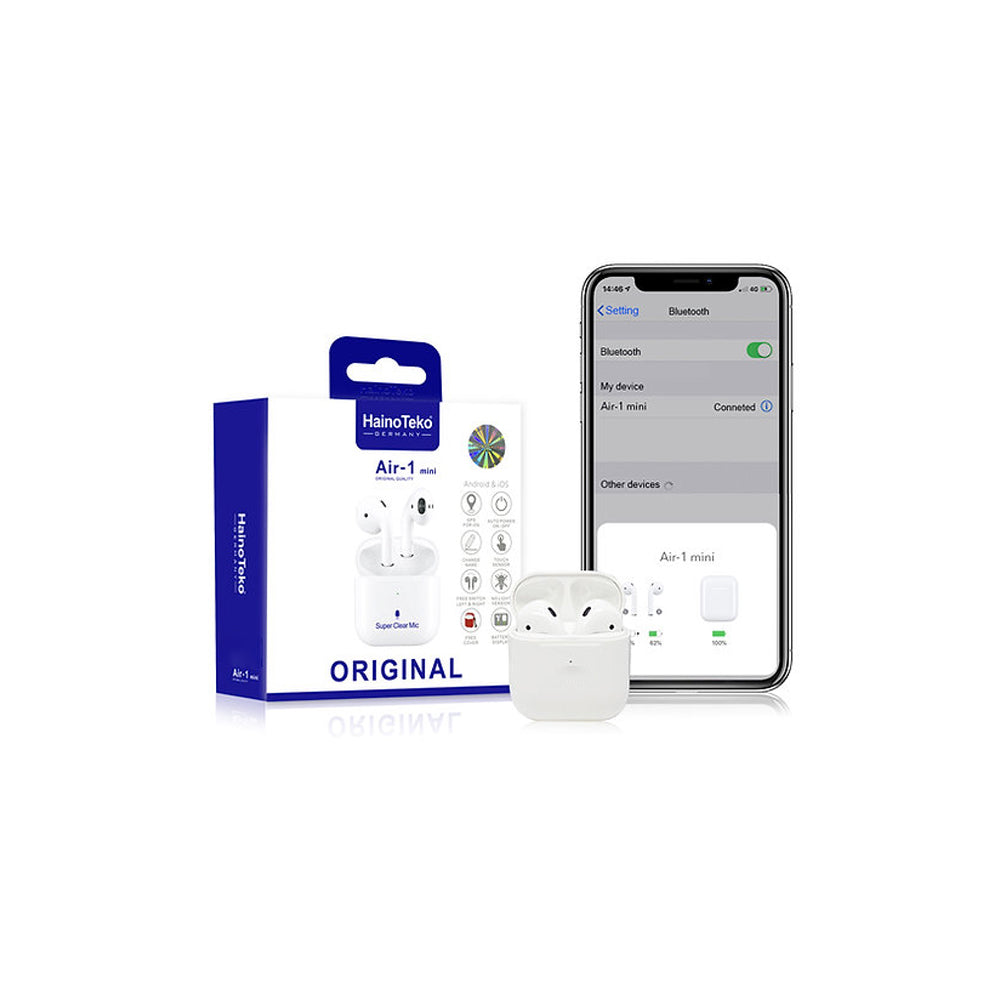 Haino Teko Air 1 Mini Bluetooth Wireless Earphone Headset and Super Clear Mic For Android and iPhones