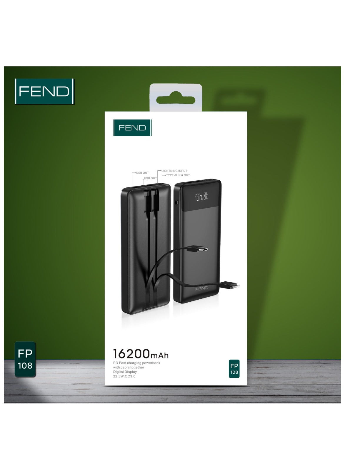 Fend FP 108 16200 mAh 22.5W Fast Charging Power Bank with Digital Display
