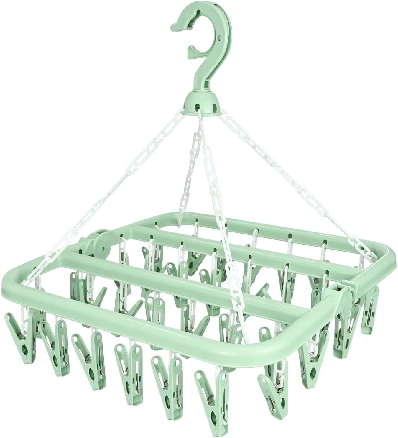 Lacoz Foldable Laundry Hanger Drying Racks with 32 Clips,Baby Clothes Drying Rack, Laundry Clothes Hangers for Drying Socks, Towels, Bras, Diapers, Baby Clothes