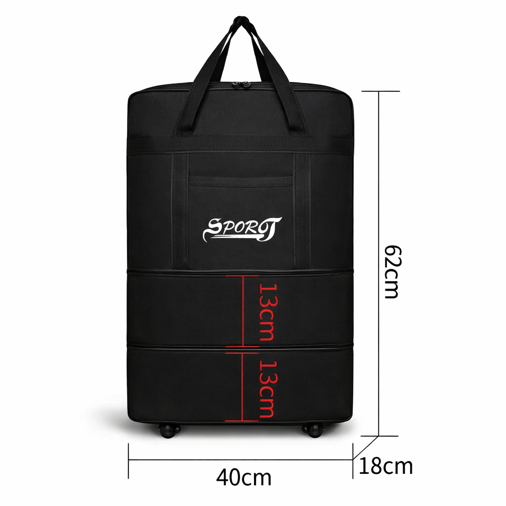 Travel Moving Trolley Luggage Foldable Bag with Wheels, Waterproof Zipper, Extendable Duffel Organiser, Lightweight