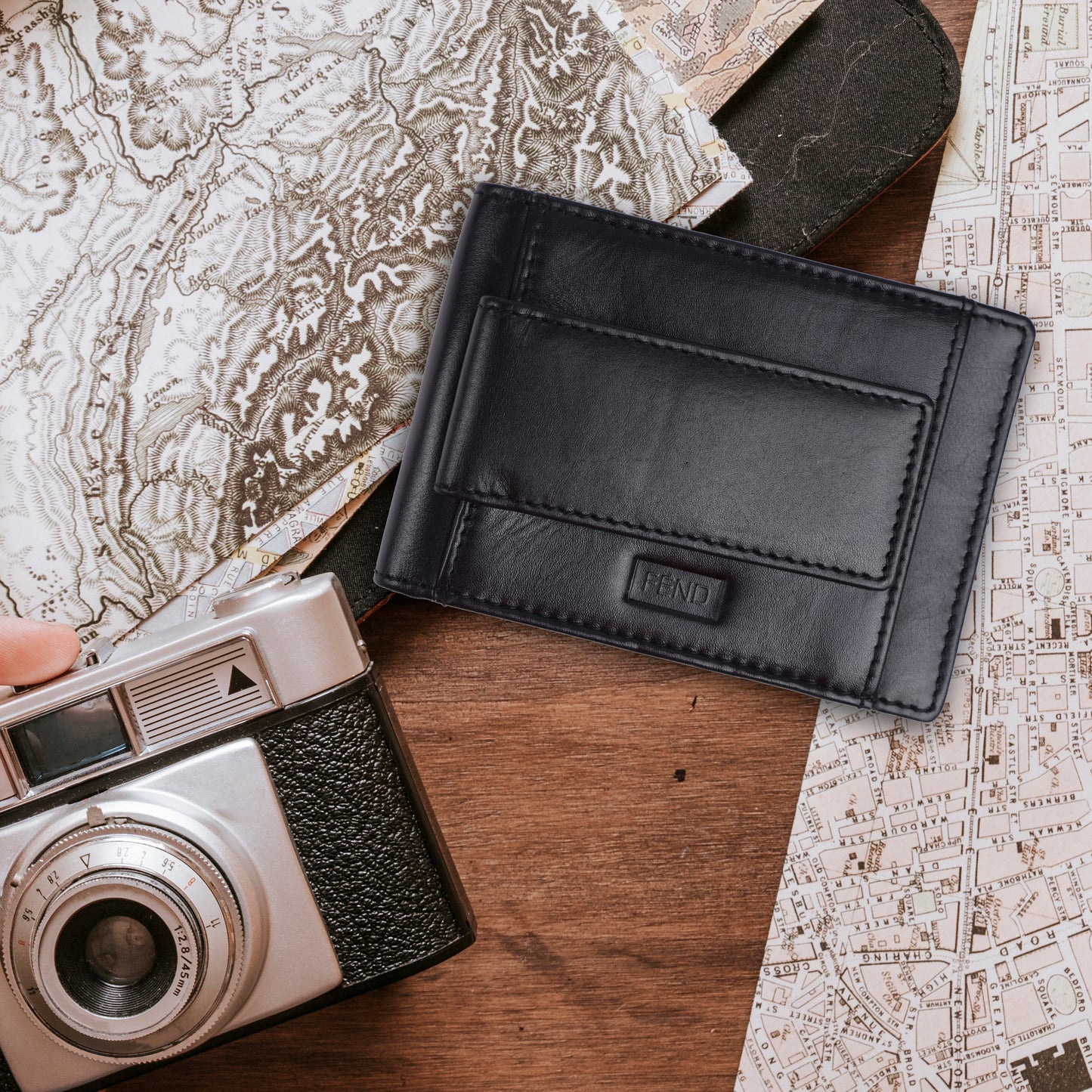 Fend Genuine Leather Card Holder Wallets with RFID Blocking for Men's