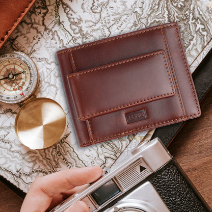 Fend Genuine Leather Card Holder Wallets with RFID Blocking for Men's