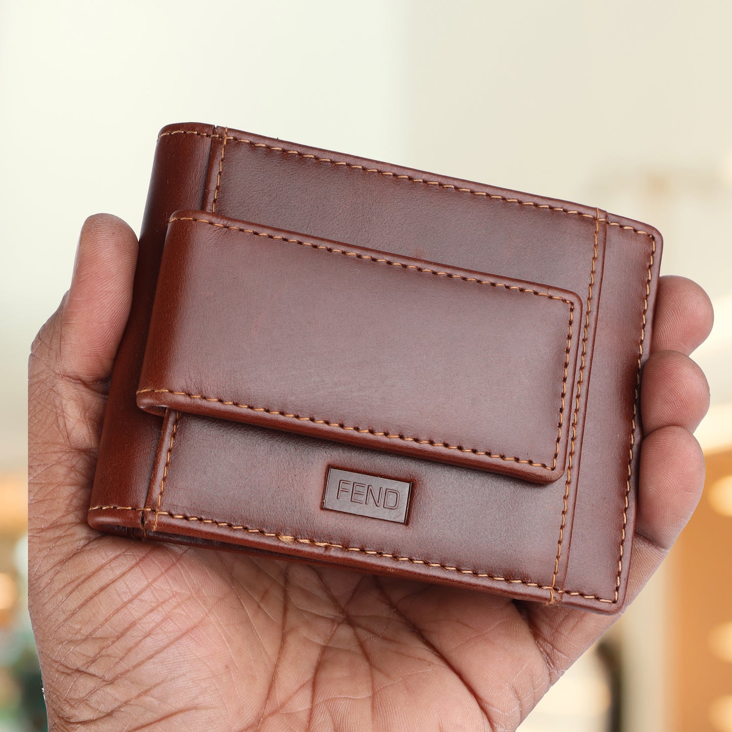 Fend Genuine Leather Card Holder Wallets with RFID Blocking for Men's