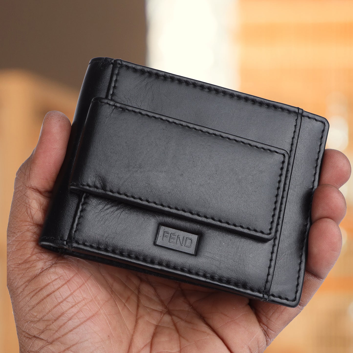 Fend Genuine Leather Card Holder Wallets with RFID Blocking for Men's