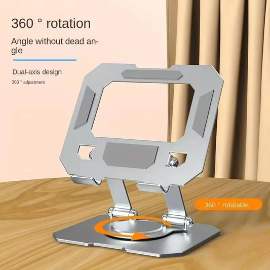 Lacoz Adjustable Tablet Stand with 360° Rotating Base, Ergonomic Foldable Portable Laptop Stand Holder, Compatible with Tablets and Phones