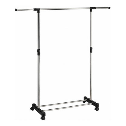 Adjustable Rolling Clothes Rack with Wheels, Heavy Duty Garment Rack, Portable Metal Clothing Hanging Stand, Extendable Coat Rack for Bedroom, Laundry Room, Retail Store & Home Organization