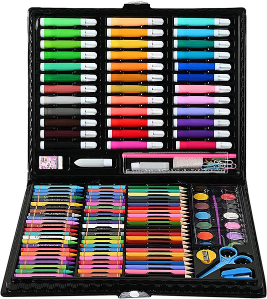 150-Piece Art Set for Kids & Adults – Portable Drawing & Painting Kit with Color Pencils, Crayons, Oil Pastels, Watercolors, Markers, Brush & Accessories in Carry Case