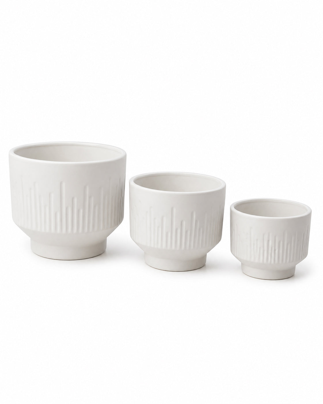 Premium Artisan Ceramic Planter Pots Set of 3 Matte White Stoneware Indoor Flower Pots with Drainage Hole Decorative Plant Pot Combo for Home & Office Decor