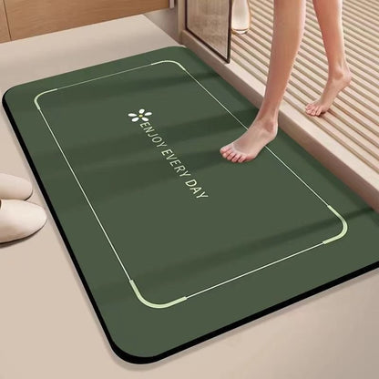 Quick-Drying Mud Bathroom Mat Non-Slip Super Absorbent Floor Rug, Soft Fast-Dry Bath Carpet for Bathroom, Kitchen & Entrance Green