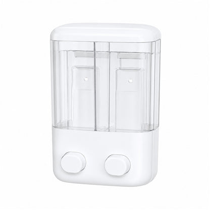 Double Chamber Wall Mounted 1000ml Soap Dispenser Manual Push Pump Liquid Soap & Shampoo Dispenser for Bathroom, Kitchen & Commercial Use