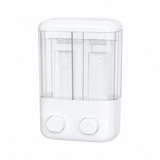 Double Chamber Wall Mounted 1000ml Soap Dispenser Manual Push Pump Liquid Soap & Shampoo Dispenser for Bathroom, Kitchen & Commercial Use