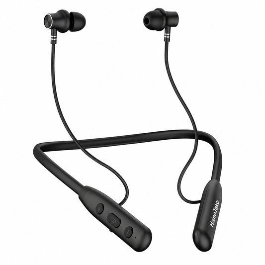 HainoTeko HN-44 Wireless Neckband Earphones Bluetooth Magnetic Earphone with 40 Hours Playtime, Vibration Alert, Hi-Res Audio, Karaoke Mode & Built-in Mic – Black