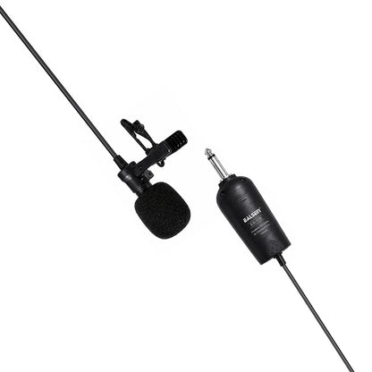 EALSEM ES-118 Wired Tie Clip Condenser Microphone with 10M Cable, 6.35mm Jack, Plug & Play Lapel Mic for Amplifiers, PA Systems, Presentations, Teaching, Conferences & Live Performances Black