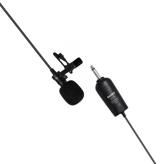 EALSEM ES-118 Wired Tie Clip Condenser Microphone with 10M Cable, 6.35mm Jack, Plug & Play Lapel Mic for Amplifiers, PA Systems, Presentations, Teaching, Conferences & Live Performances Black