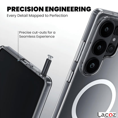 Premium Magnetic Transparent Phone Case for Samsung Galaxy S26 Ultra Crystal Clear Protective Cover with Strong Magnetic Ring for Wireless Charging