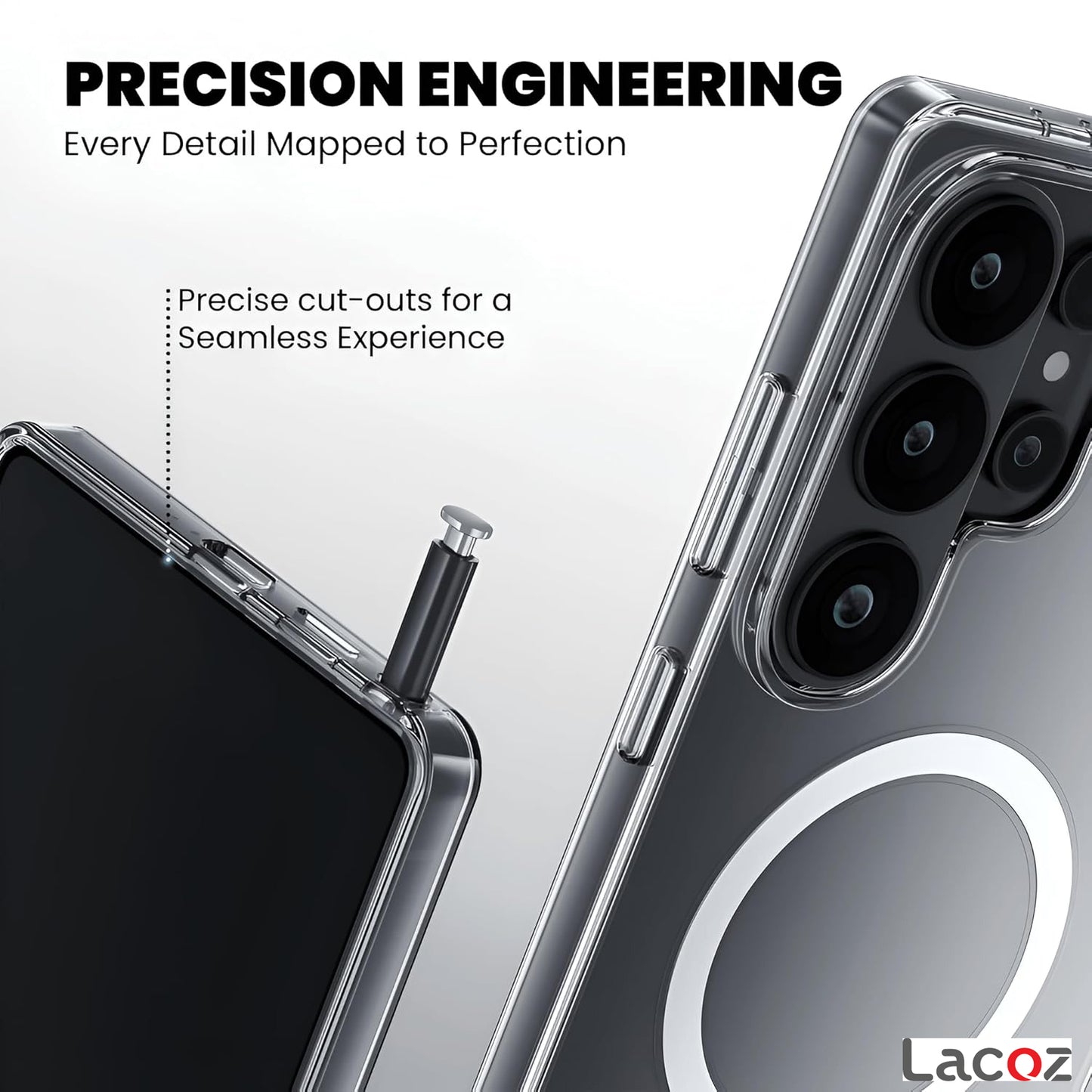 Premium Magnetic Transparent Phone Case for Samsung Galaxy S25 Ultra Crystal Clear Protective Cover with Strong Magnetic Ring for Wireless Charging