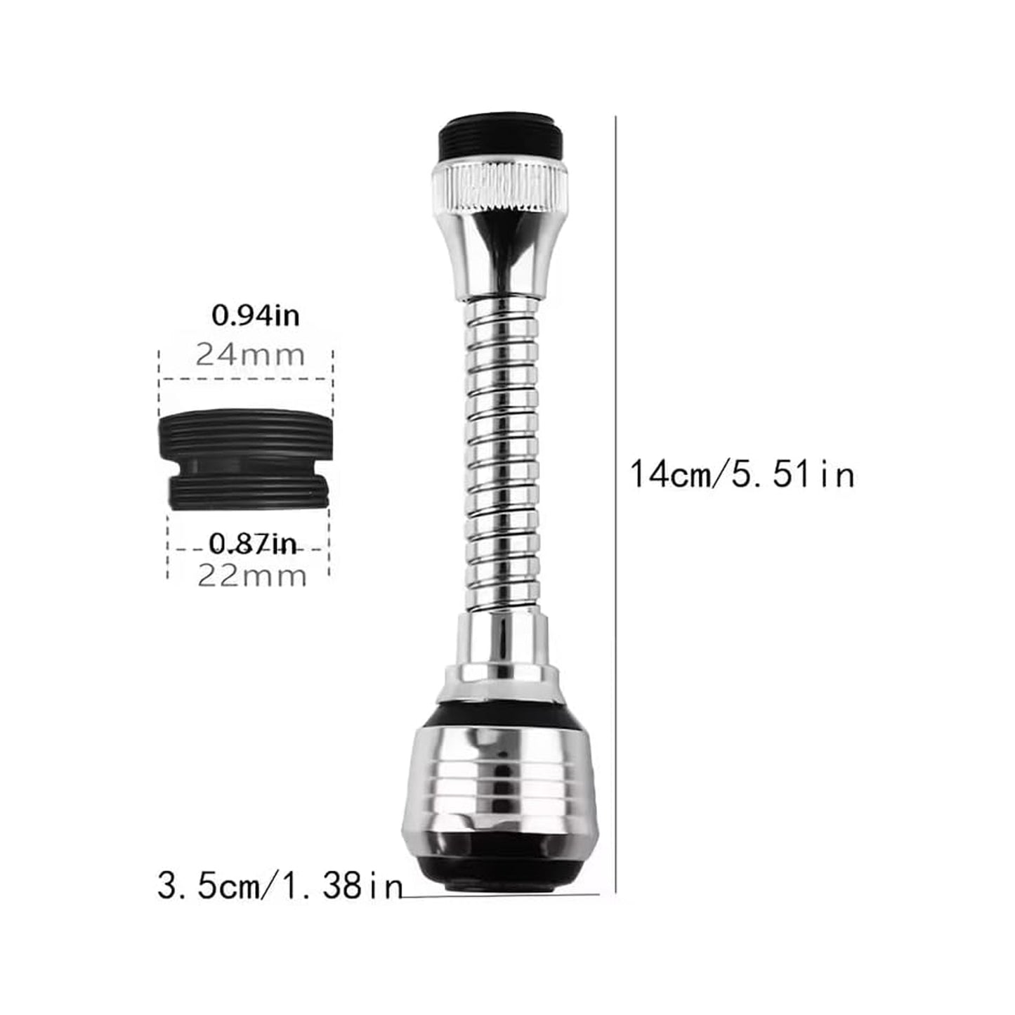 360° Swivel Kitchen Faucet Aerator with Flexible Hose-Water-Saving Sink Tap Nozzle Attachment, Universal Rotating Faucet Extender for Kitchen & Bathroom Sinks