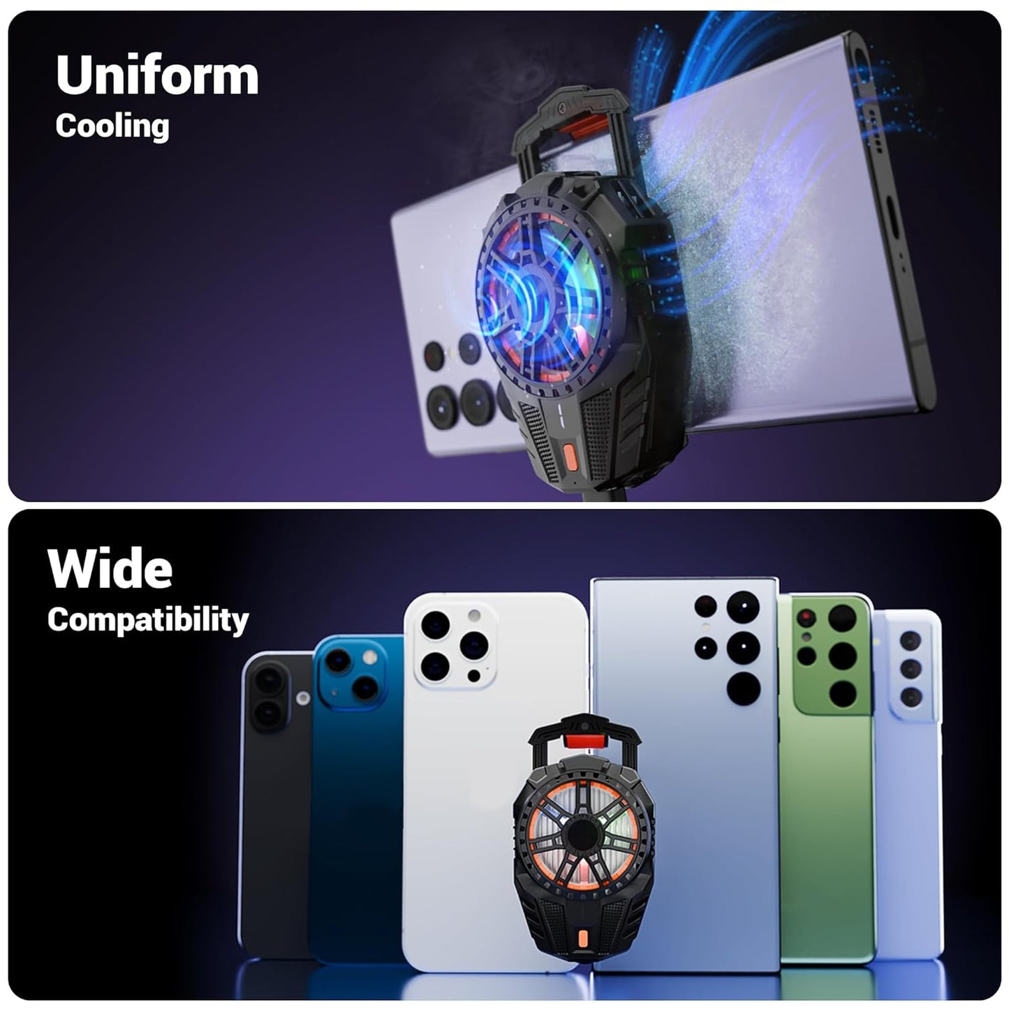 Gaming Phone Cooler and Firestick Grip Controller Combo Universal Clip-On Smartphone Cooler Fan With Fire-Trigger