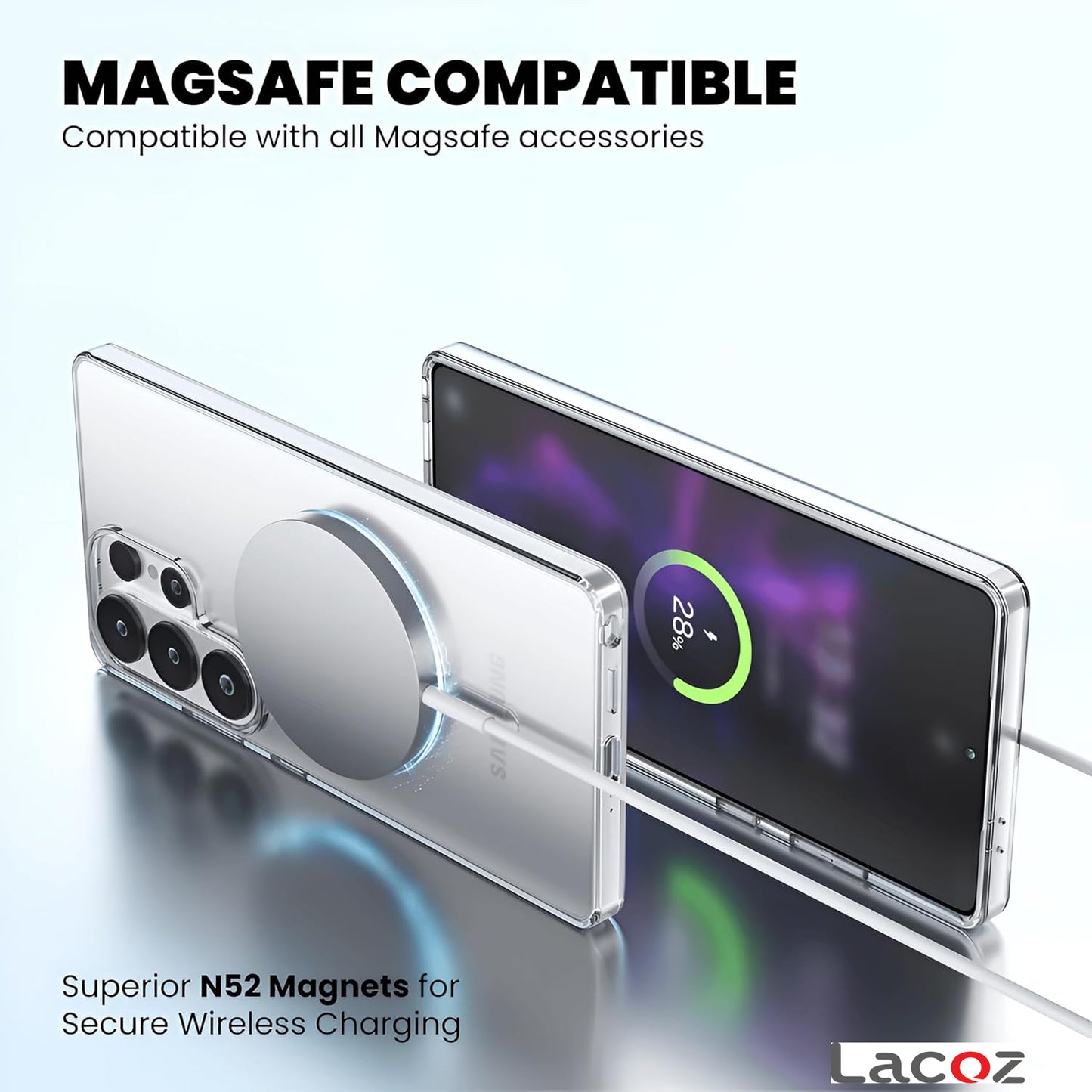 Premium Magnetic Transparent Phone Case for Samsung Galaxy S26 Ultra Crystal Clear Protective Cover with Strong Magnetic Ring for Wireless Charging