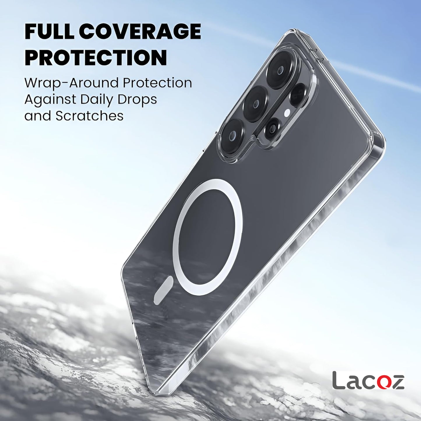 Premium Magnetic Transparent Phone Case for Samsung Galaxy S25 Ultra Crystal Clear Protective Cover with Strong Magnetic Ring for Wireless Charging
