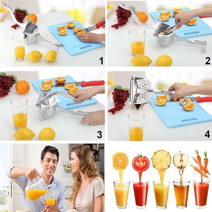 Manual Hand Press Juicer | Heavy-Duty Aluminum Alloy Citrus & Fruit Juicer | Easy Squeeze Lemon, Orange & Fruit Juice Extractor with Food-Grade Filter