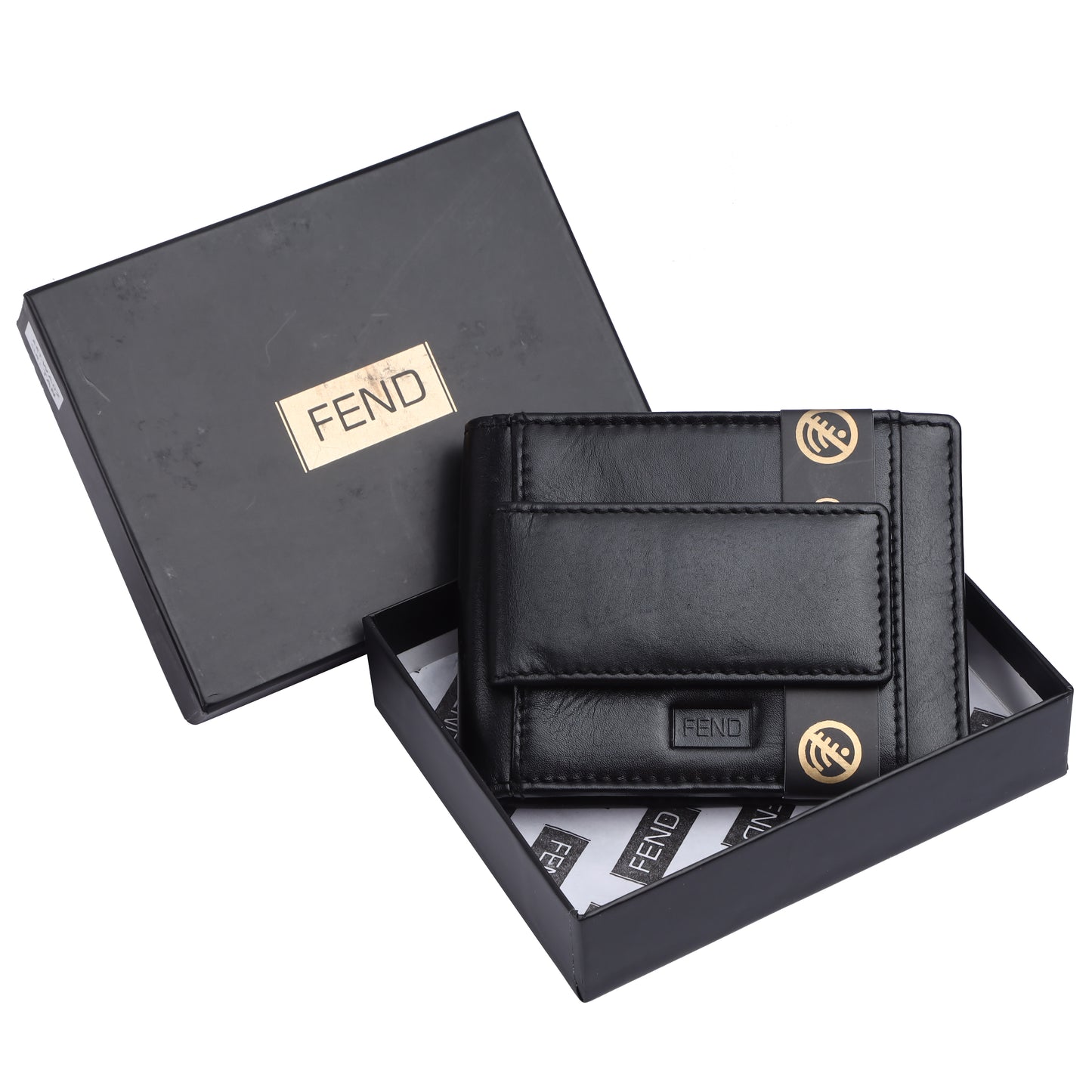 Fend Genuine Leather Card Holder Wallets with RFID Blocking for Men's