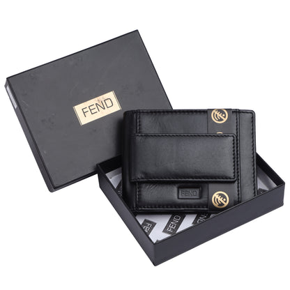 Fend Genuine Leather Card Holder Wallets with RFID Blocking for Men's