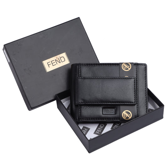 Fend Genuine Leather Card Holder Wallets with RFID Blocking for Men's