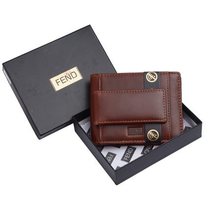 Fend Genuine Leather Card Holder Wallets with RFID Blocking for Men's