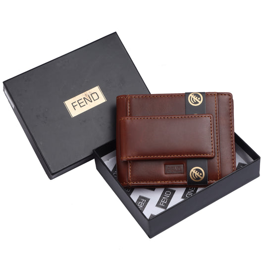 Fend Genuine Leather Card Holder Wallets with RFID Blocking for Men's