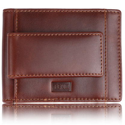 Fend Genuine Leather Card Holder Wallets with RFID Blocking for Men's