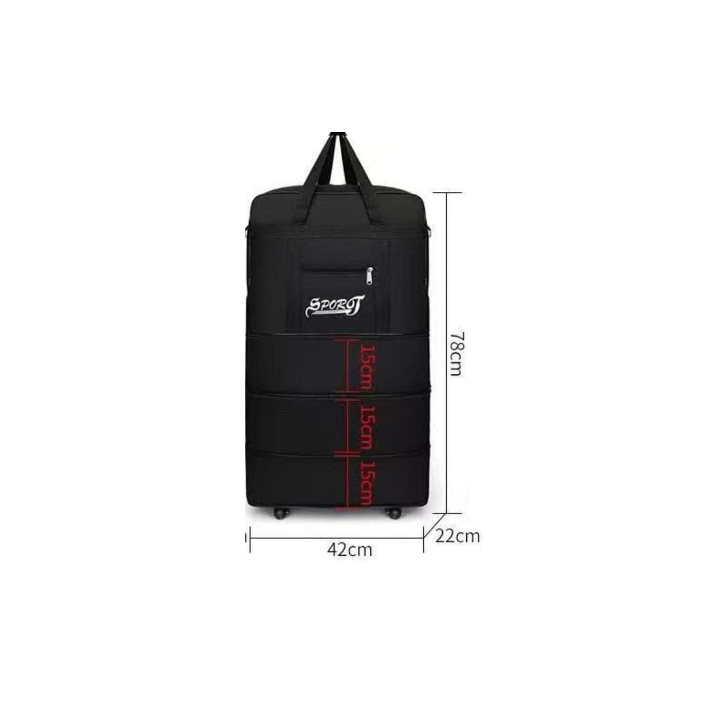 Travel Moving Trolley Luggage Foldable Bag with Wheels, Waterproof Zipper, Extendable Duffel Organiser, Lightweight
