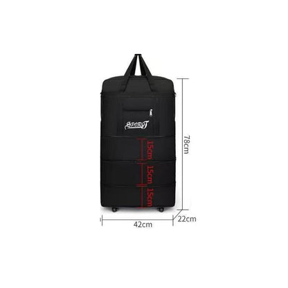Travel Moving Trolley Luggage Foldable Bag with Wheels, Waterproof Zipper, Extendable Duffel Organiser, Lightweight