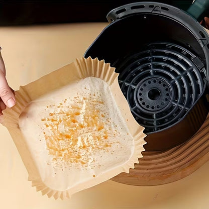 200 Pieces Square Air Fryer Paper Sheet Liners Disposable Greaseproof & Waterproof Parchment Trays for Cooking, Baking, Roasting Non-Stick Air Fryer Liners