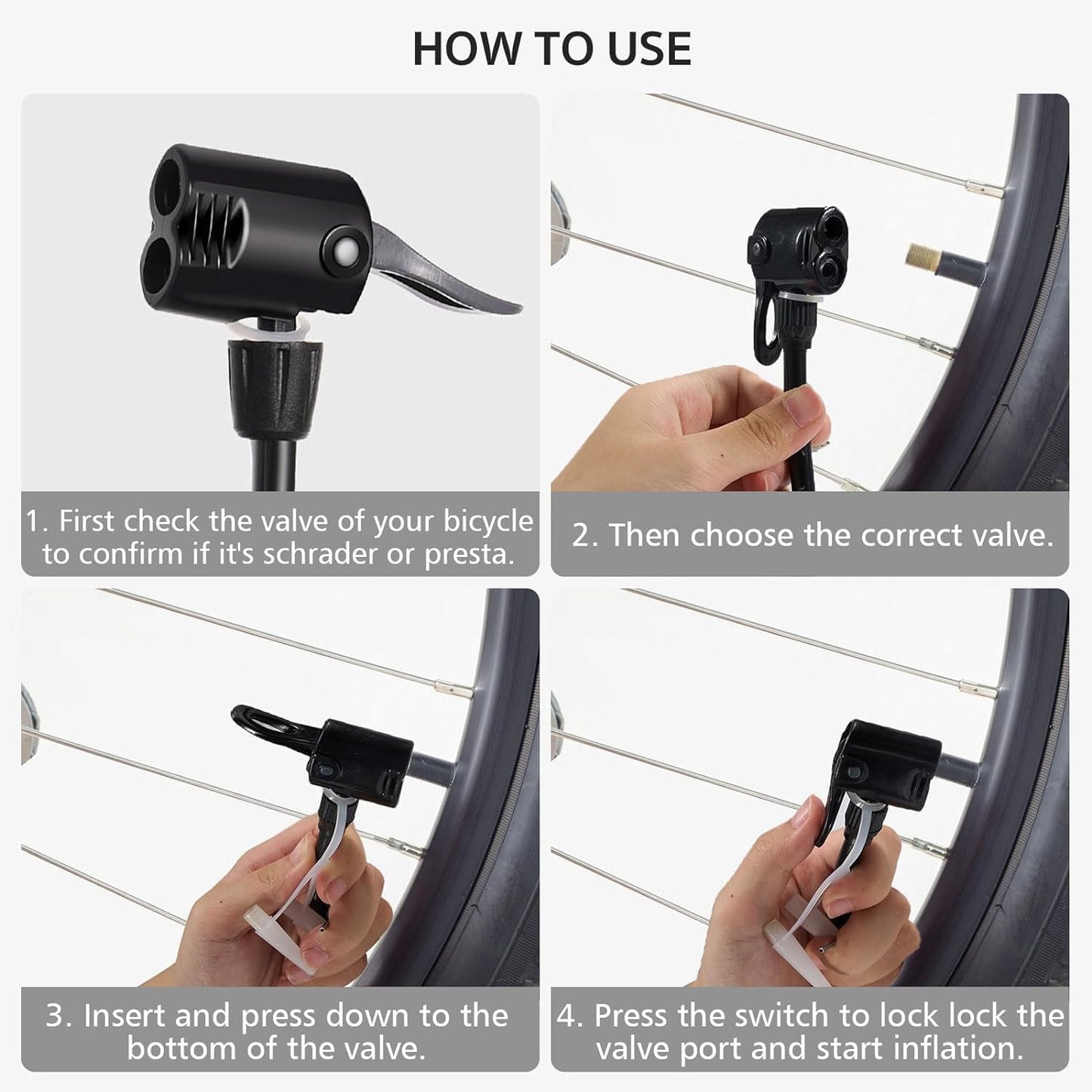 Portable Hand Air Pump with 3 Nozzle Attachments, Manual Air Inflator Pump for Bicycle Tires Sports Balls, Pool Floats, Air Cushions, Inflatable Toys & Outdoor Accessories
