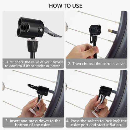 Portable Hand Air Pump with 3 Nozzle Attachments, Manual Air Inflator Pump for Bicycle Tires Sports Balls, Pool Floats, Air Cushions, Inflatable Toys & Outdoor Accessories